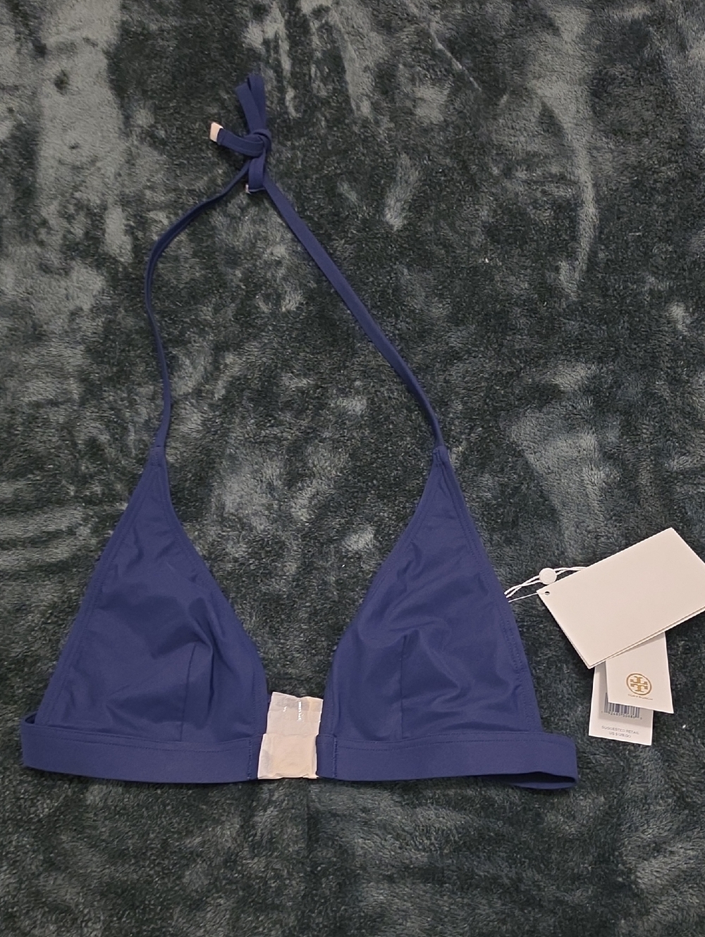 Tory Burch Navy Triangle Halter Bikini Top